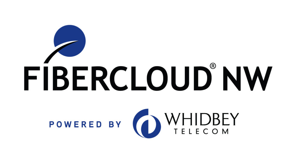 Fibercloud NW logo, powered by Whidbey Telecom